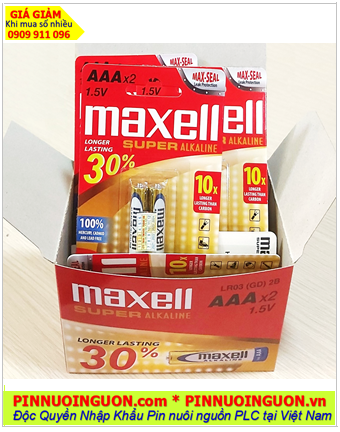 COMBO 01HỘP 12vỉ=24viên Pin AA 1.5v Maxell LR03(GD)2B Super Alkaline /MẪU MỚI _Giá chỉ 216.000đ/HỘP